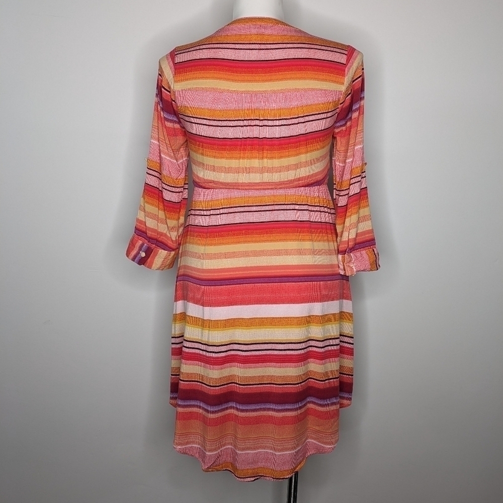 ✨3/$15 Torrid pink orange yellow striped drawstring waist dress 10 - Picture 7 of 11